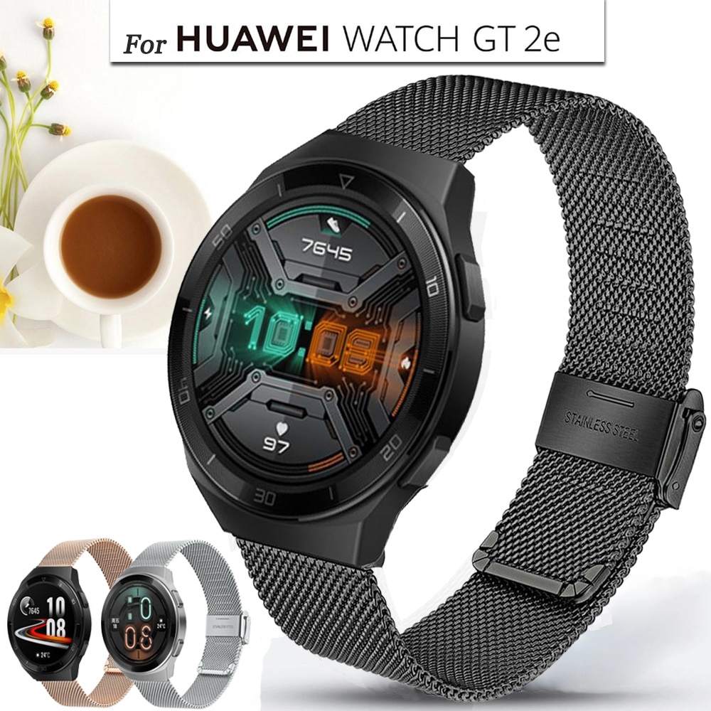 Für Huawei Uhr GT 2E Gurt Milanese Armbinde Edelstahl 22mm Uhr Band gt2e 46mm Ersatz Armbinde