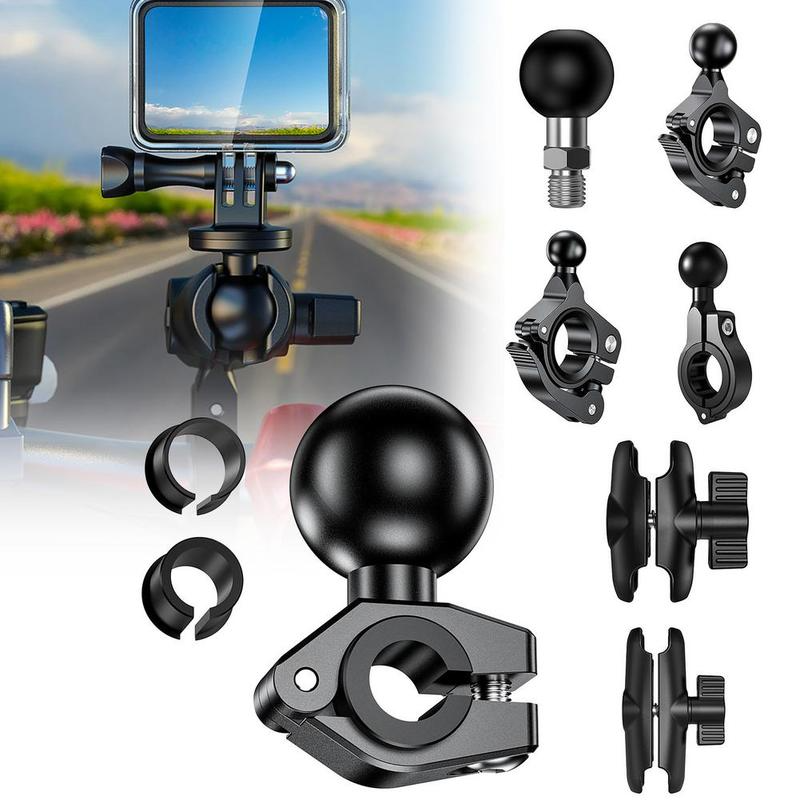 Soporte de bola de goma de 1 o 1,5 pulgadas para motocicleta, Base de montaje redonda o cuadrada de aluminio para Gopro y Garmin