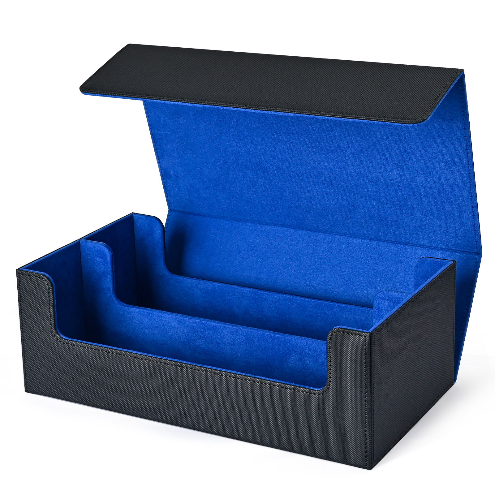 Caja de almacenamiento de tarjetas, estuche para baraja de tarjetas con más de 1200 tarjetas de una sola manga, fuertes cajas de tarjetas magnéticas de cuero PU para MTG TCG: Azul oscuro