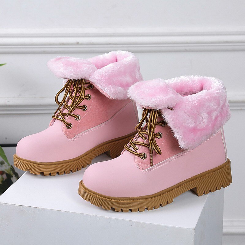 Bottes d'hiver en fourrure à plateforme pour femmes, chaussures d'extérieur, en peluche, résistantes, à talons bas, solides, ,
