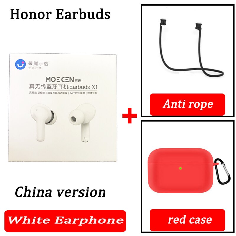 Globale Versione Honor Scelta Vero Auricolari Senza Fili TWS Senza Fili di Bluetooth del Trasduttore Auricolare Dual-Riduzione Del Rumore Del microfono Bluetooth 5.0: white n red china