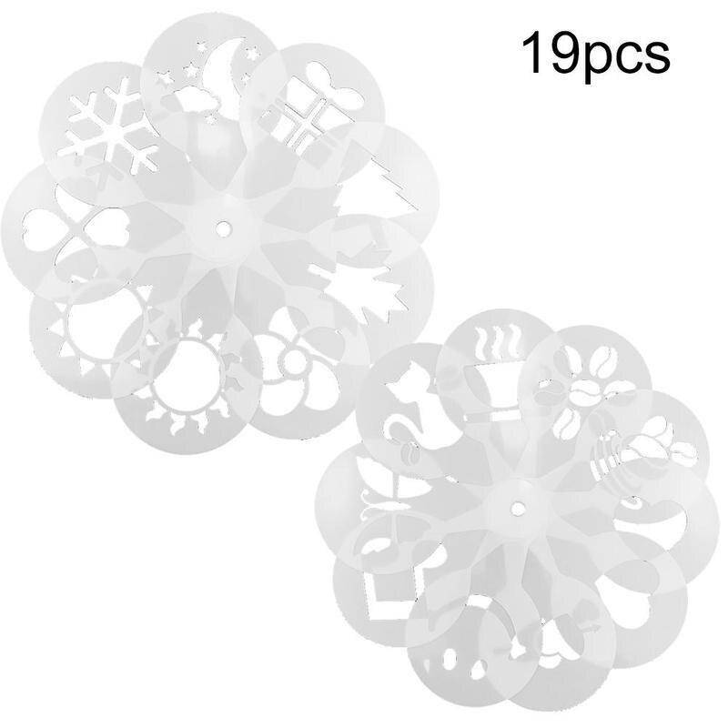 19 stuks/set koffiesjablonen, koffiedrukmal, schuimspray cake, cappuccino tekenmal, poederzeef, gereedschap, café-accessoires: Default Title