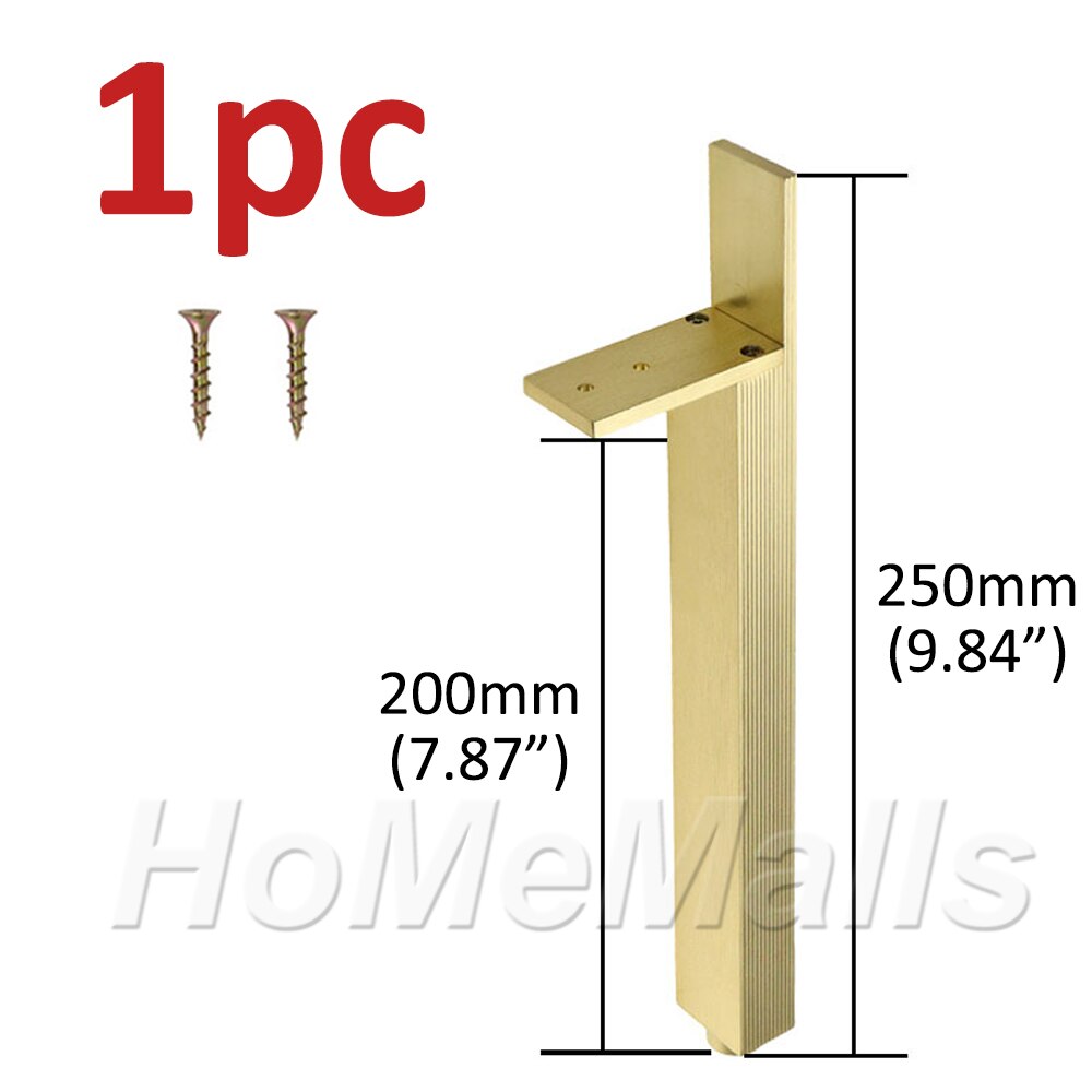 1pc Aluminium Alloy Furniture Legs For Sofa Leg Tea Table Support Leg Cabinet Foot Metal Furniture Feet Hardware Black Gold: 1pc 250mm Gold