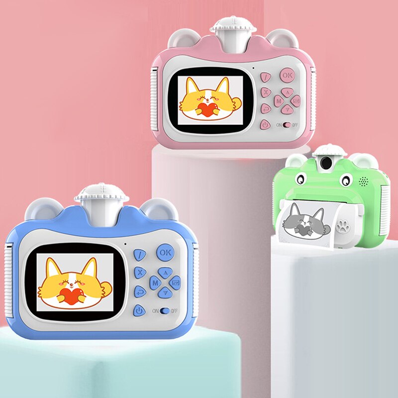 Kids Camera Instant Print Camera 180 ° Draaibare Lens Hd 1080P Digitale Camera Voor Kinderen Print Camera Met 100 stuks Thermisch Papier