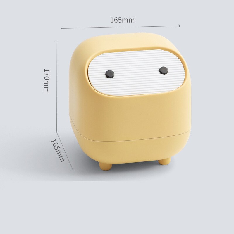Mini Cute Waste Bin Desktop Small Trash Kitchen Can with Lid Garbage Organizer Detachable Cover Dining Table Desk Storage Bucket: Yellow