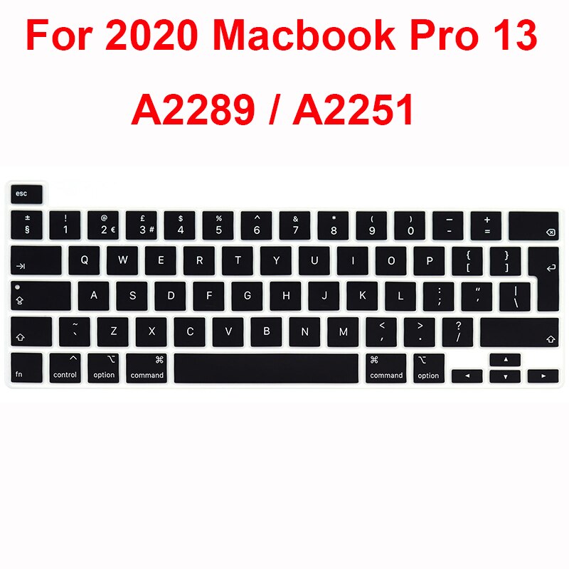 EU layout keyboard protector for Macbook Pro 13 A2289 A2251 A2338 keyboard cover skin: Black