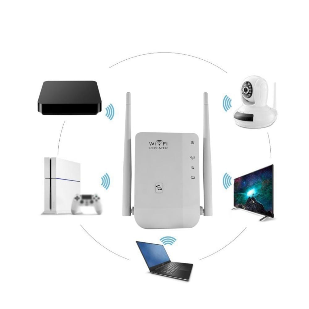 Blanco rango WiFi extensor 300Mbps WiFi AP/Repetidor Dual antenas externas de la UE de los EEUU Reino Unido botón Botón WPS para encriptación de seguridad