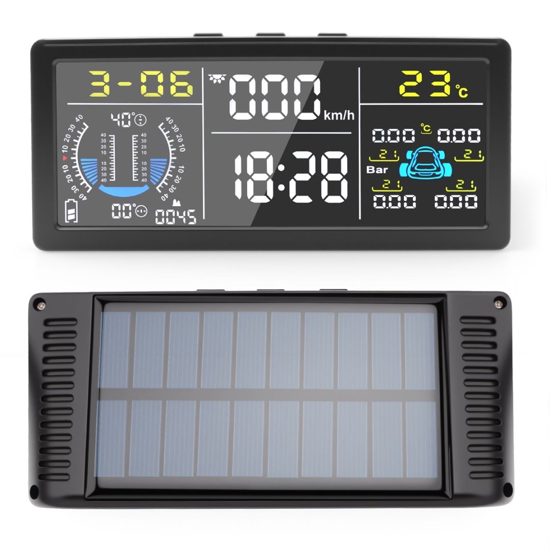 Tire Pressure Monitoring System Solar TPMS Sensors Temperature Warning Car TMPS 4 Wheel External Sensor Automobile Accessories: Gold