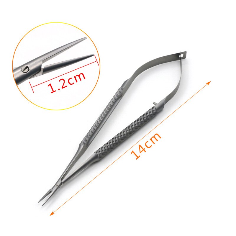 Micro schaar roestvrij staal titanium legering chirurgisch fijne instrumenten straight puntige tip 12 14 16 18 cm: D