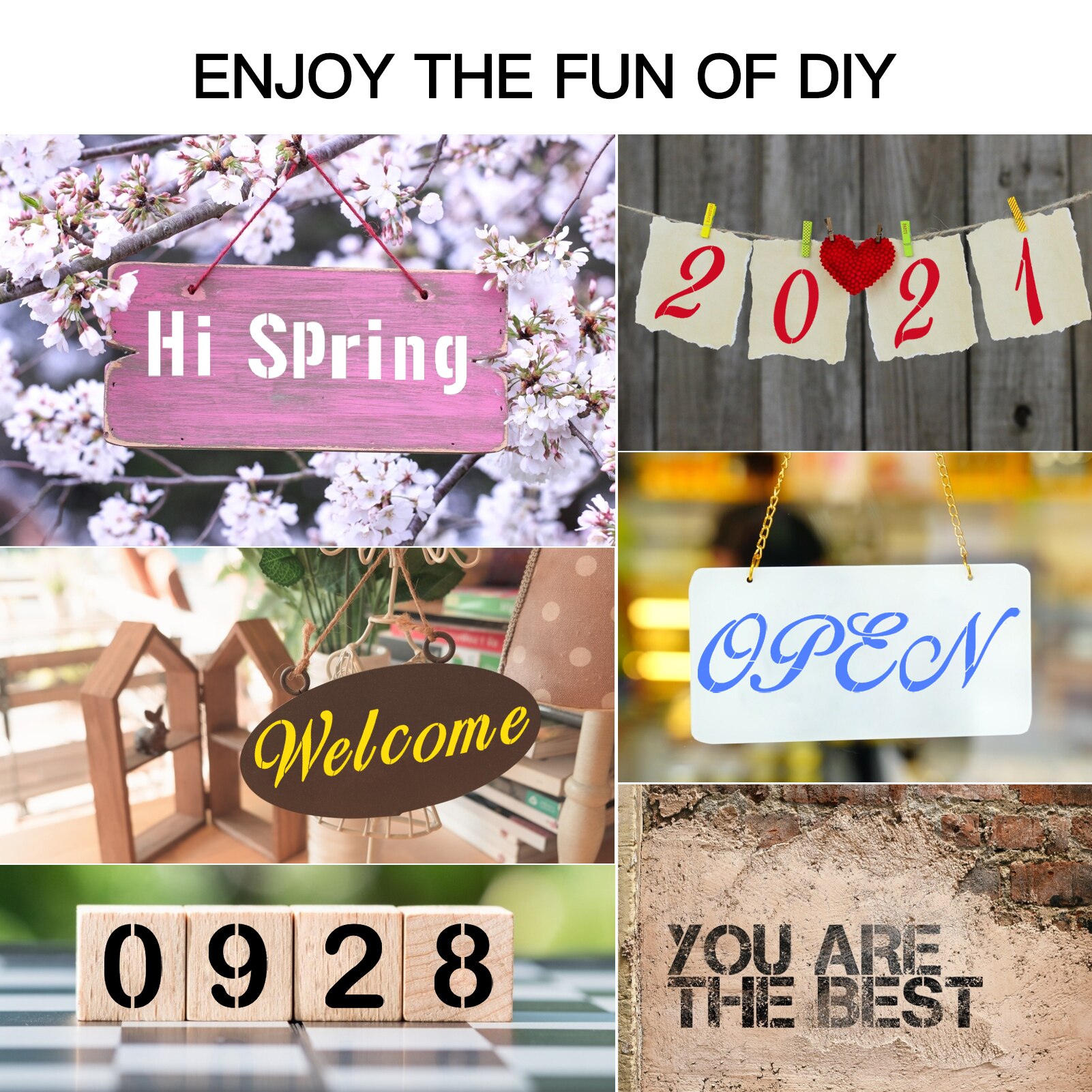 40/45PCS Stencils Letter and Number Template Reusable Washable Alphabet Stencils Environment-friendly PET Art Craft Templates