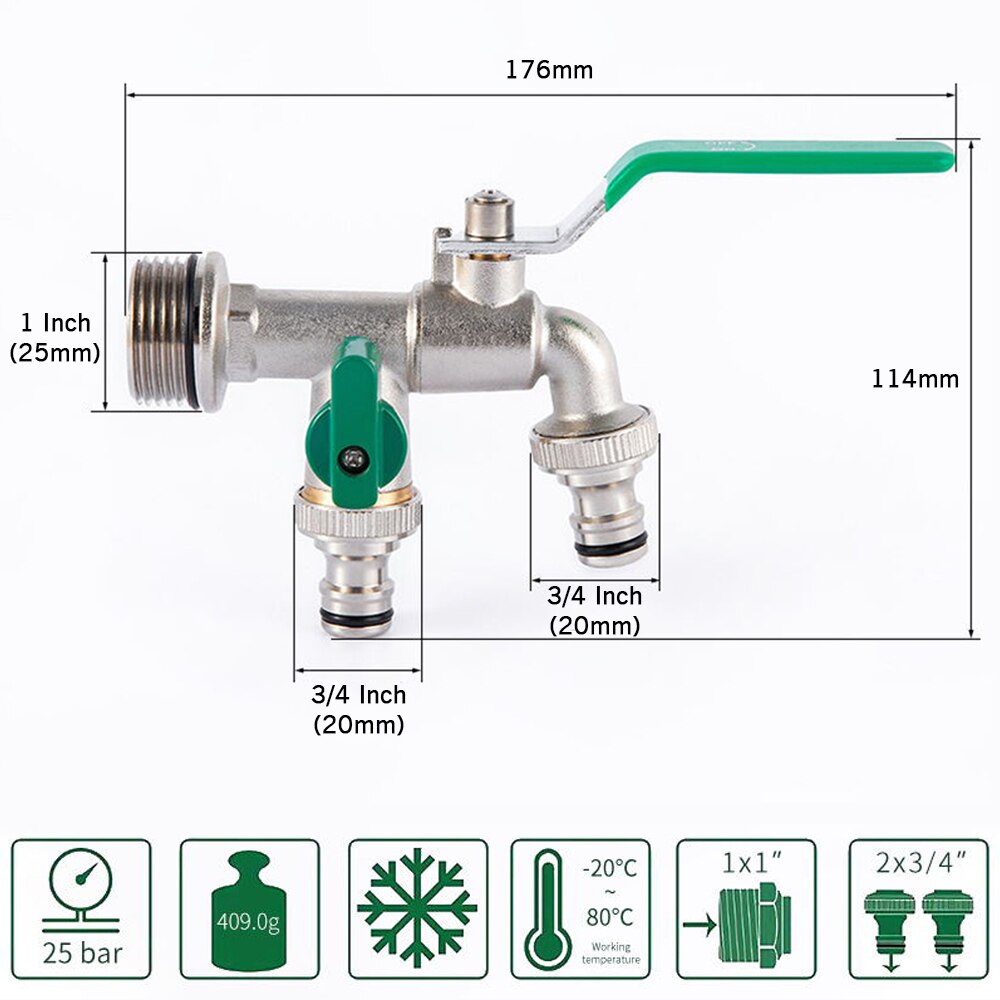 Dubbele Kleppen Water Tap 3/4 1/2 Inch Afneembare Tap Met Dikker Outlets Kleppen Voor Tuin Drinkwater Farm Crop Tuin gereedschap