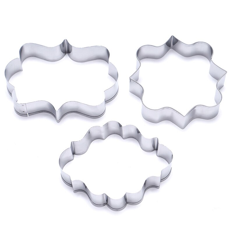 3 stuks Cookie Cutter Set DIY Gebak Fondant mold rvs Suiker ambachtelijke Cakevorm Decorating Frame Snijders