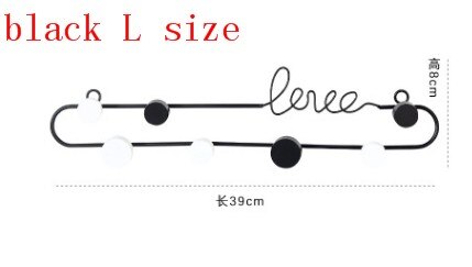 Gold Metal Love Wall Mounted Key Hanger 7 Hook Necklace Holder Necklace Organizer Hanging Rack Entryway Storage Entrance Decor: black L size 7 hook
