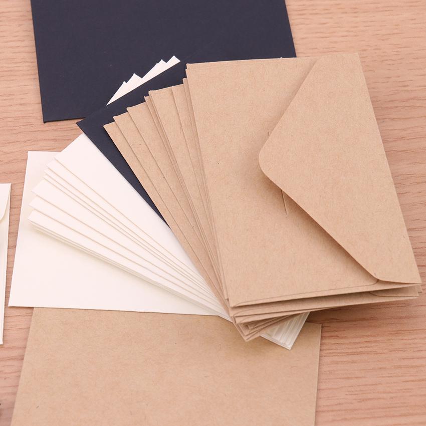20 stuks klassieke witte zwarte kraft blanco mini-papieren enveloppen met venster, envelop voor huwelijksuitnodiging