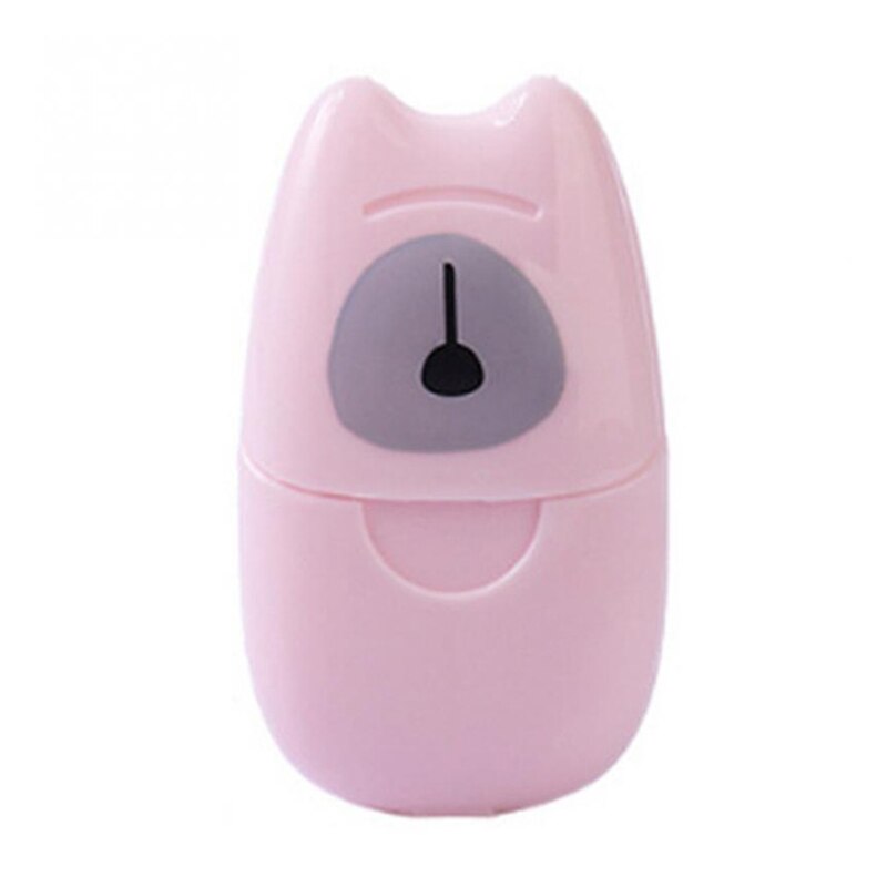 50 stuks wegwerppapierzeep voor op reis, draagbare handwasbox, aromatische plakjes, vellen, mini-zeeppapier voor kinderen en volwassenen: Roze