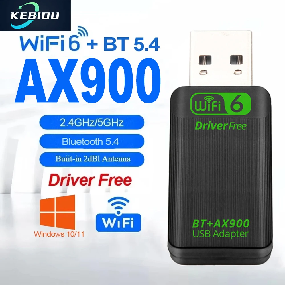AX900 USB WiFi 6 Bluetooth 5.4 Adapter 2 in 1 Dongle Dual Band 2,4G 5GHz Netzwerk Wireless Receiver FAHRER KOSTENLOS für Windows 10/11