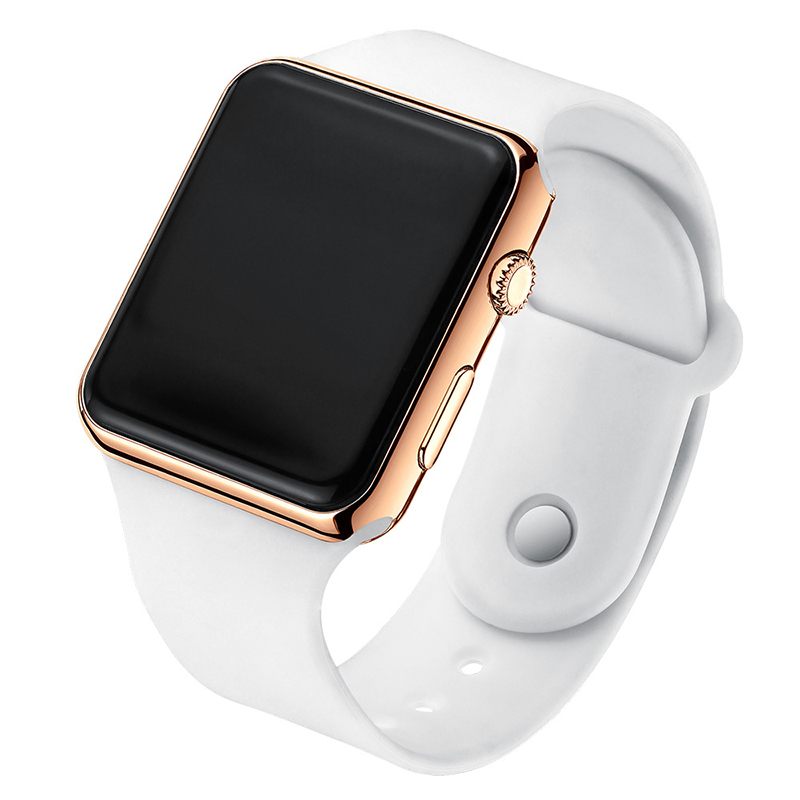 Paar Sport Led Digitale Horloge Mannen Digitale Horloges Horloge Voor Vrouwen Mannen Elektronische Klok Siliconen Band: Rose Gold White