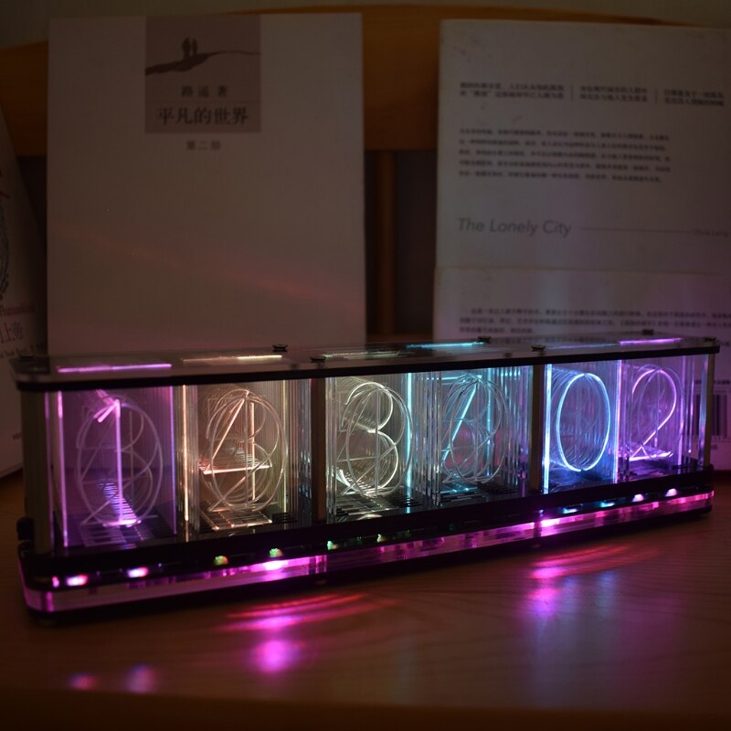 Aikaputki hehku putki lähes hehkuva putki kello johti digitaalinen täysvärinen rgb yövalopalkki ilmapiiri kello kodin sisustus