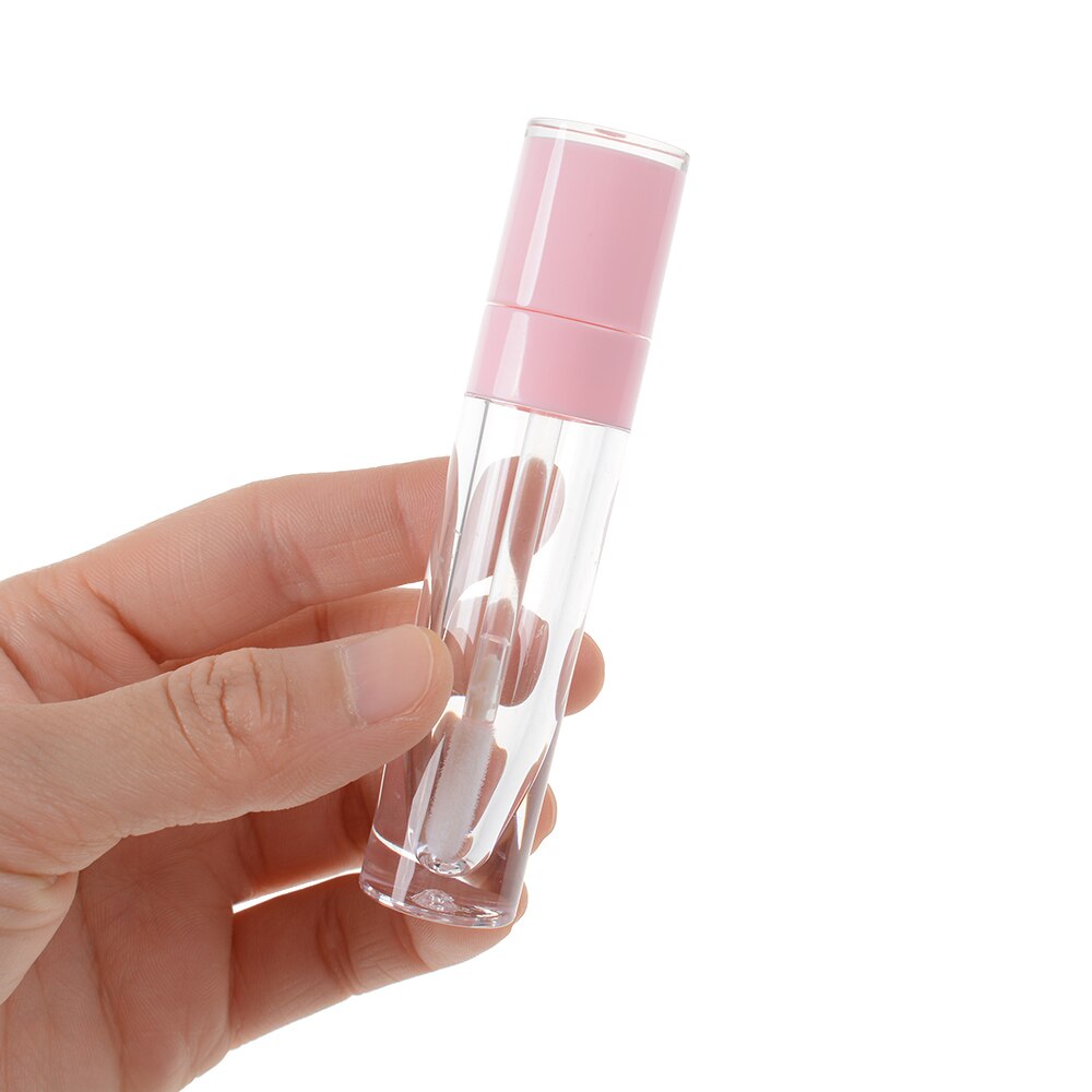 1 stk. 6.4ml tomme lipglossflaske rund tube gør-det-selv-læbestiftbeholder genopfyldelige hætteglas prøve display makeup tilbehør: Lyserød