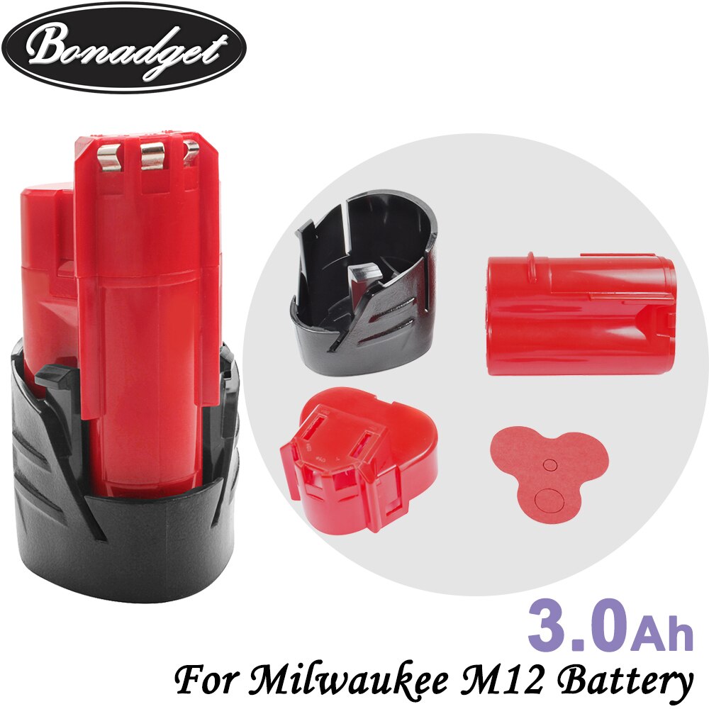 Bonadget 12V 3.0Ah 3000Mah Oplaadbare Batterij Voor Milwaukee M12 Xc Cordless Gereedschap 48-11-2402 48-11-2411 48-11-2401 MIL-12A-LI