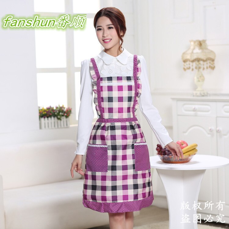 Delantal de cocina a prueba de agua con estampado, delantal de princesa, vestido grueso de algodón para mujer, Babero con bolsillos, delantal de señora, suministros para el hogar