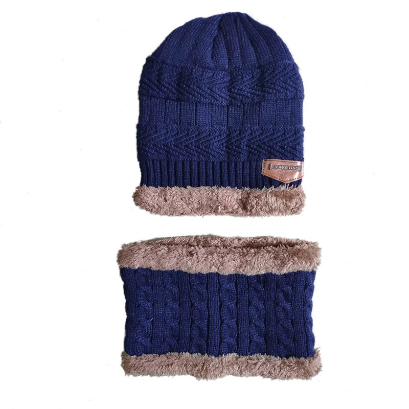 PatPat Winter 2-piece Baby Warm Knitted Fleece Hat and Scarf Accessories For 3-7 Years Old