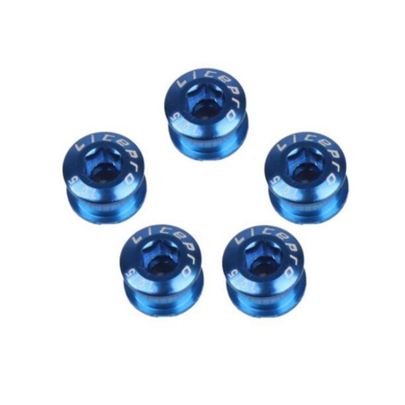 5PCS Single Chainring Bolts 7075 Aluminum Alloy M8 Crankset Single Chainwheel Bolts & Nuts Disc Screws For Road Bike MTB: 03 Blue