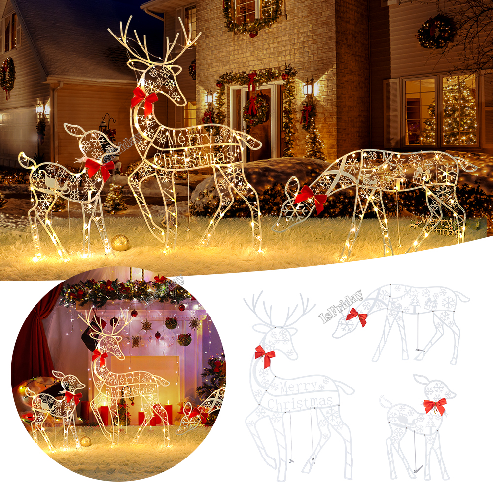 3Stck Beleuchtete Weihnachten Hirsch Rentier Fa... – Grandado