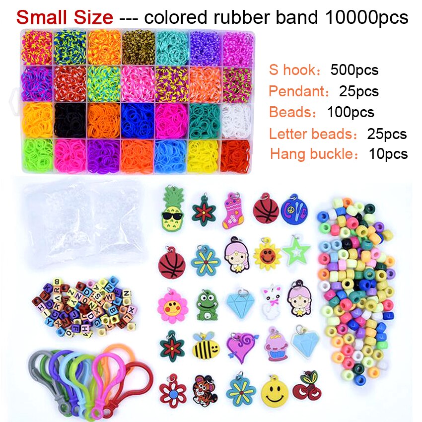Dollryga 10000 stk gummi vævkasse diy bands sæt kid armbånd silikone elastikker elastisk regnbue vævning vævebånd børn legetøj