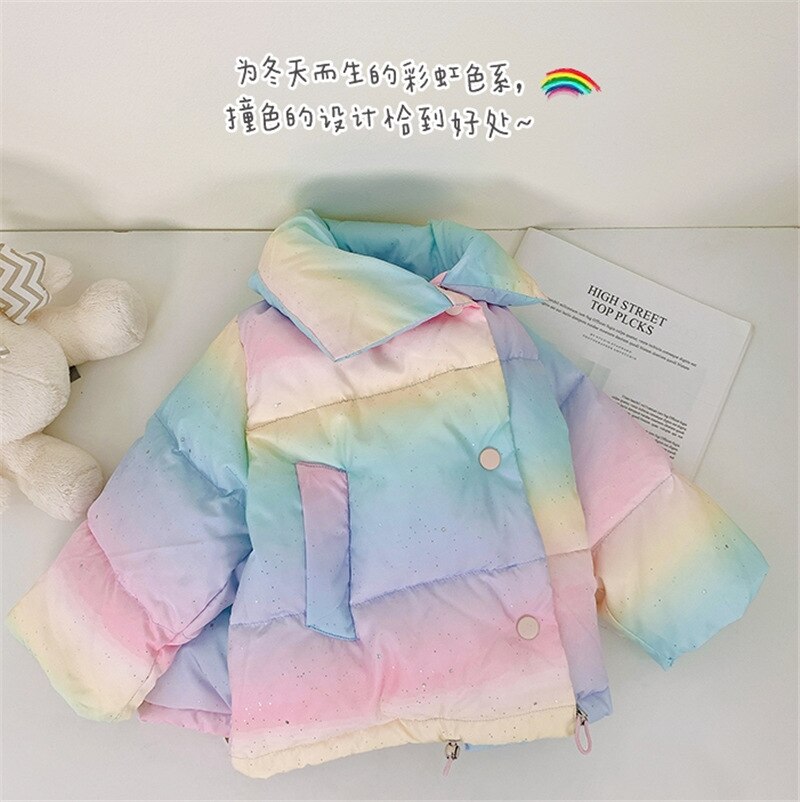 Parkas coloridas a la para niñas de 2 a 7 años, abrigo grueso y cálido, ropa de abrigo