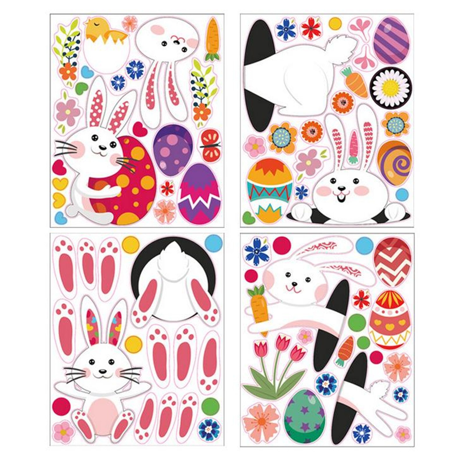 Easter Window Clings Decals Carrot Bunny Egg Window Sticker for Wall Door Decor Easter Party Home Decor Animal Sticker#30