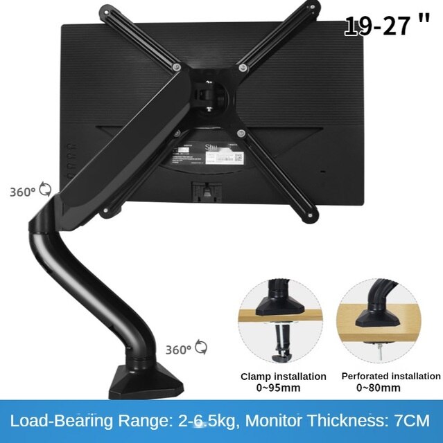 HILLPORT No Mounting Vesa Hole Monitor Desk Stand Accessory 13-27" LCD LED Full Motion Monitor Arm Mount Bracket TV Mount Stand: M1 XL101