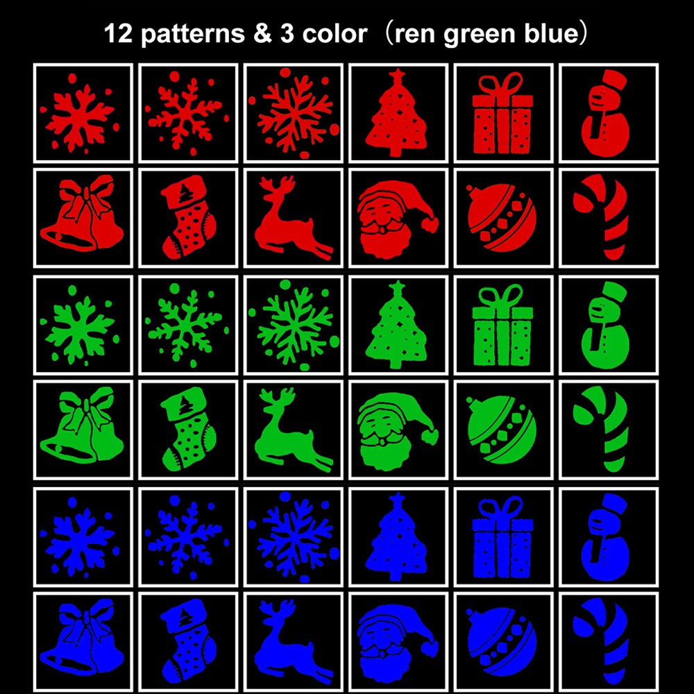Christmas 12 Pattern Automatic Rotating LED Projector Lights Waterproof Indoor Christmas Spotlight Night Lights Landscape Lamps