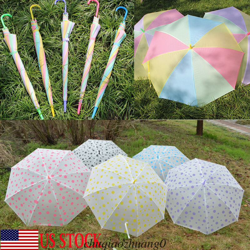 Vrouwen Kleurrijke Regenboog Paraplu Transparant Clear Rain Parasol Wedding Party Decoratieve Paraplu