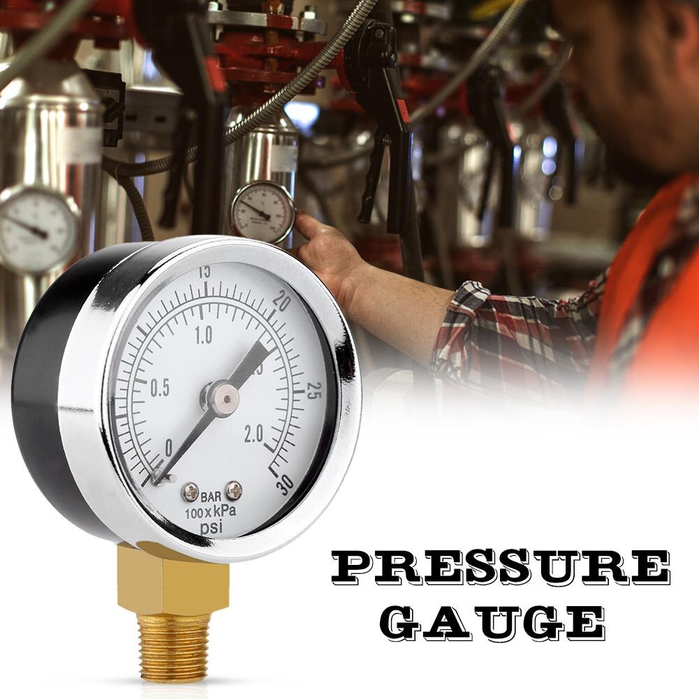 0-30 psi 0-2 bar 40mm diametrar tryckmätare bränsle luftkompressormätare hydraulisk tryckmätare manometer tryckmätare