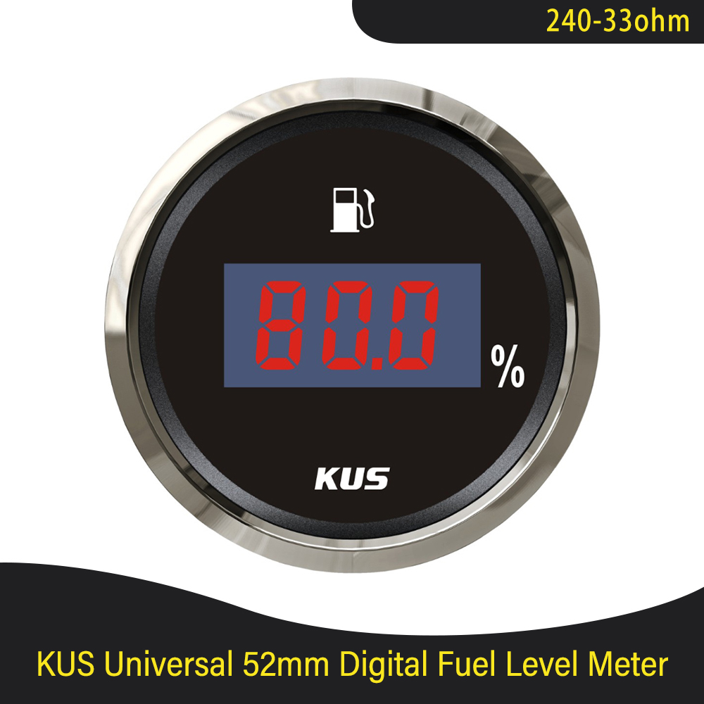 KUS 52mm 0-190 ohm 240-33 ohm Boat Fuel Level Gauge Waterproof Car Fuel Gauge with Red/Yellow Backlight fit Car Motorcycle Boat: Digital 240-33ohm-BS