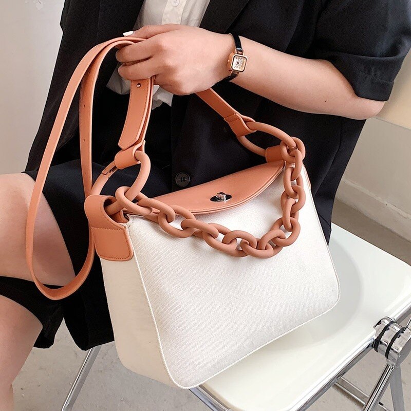 Hit Kleur Canvas Tas Keten Bag Een Schouder Draagbare Grote Capaciteit Tas Toevallige dame Messenger Bag