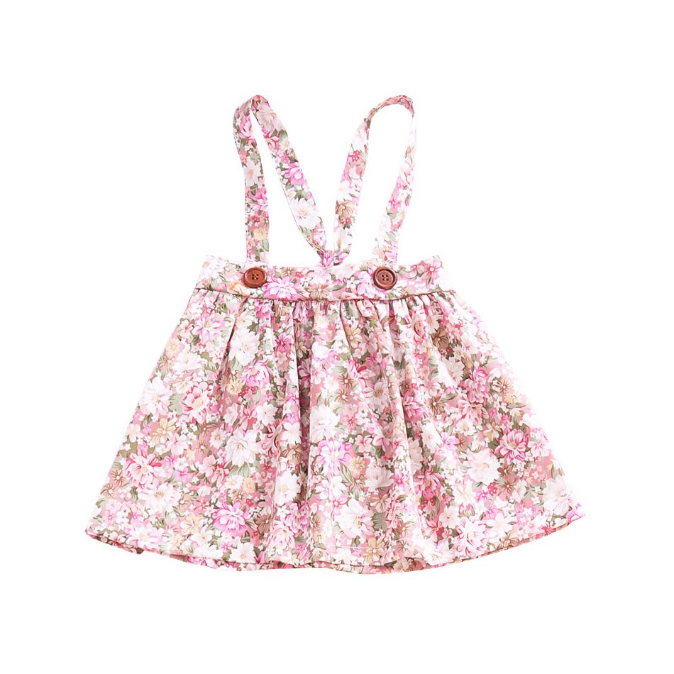 0-4 Jaar Baby Meisje Kleding Zomer Casual Vintage Jarretel Rok Knop Baby Kids Bloemen Gedrukt Jurk Peuter Kids overalls