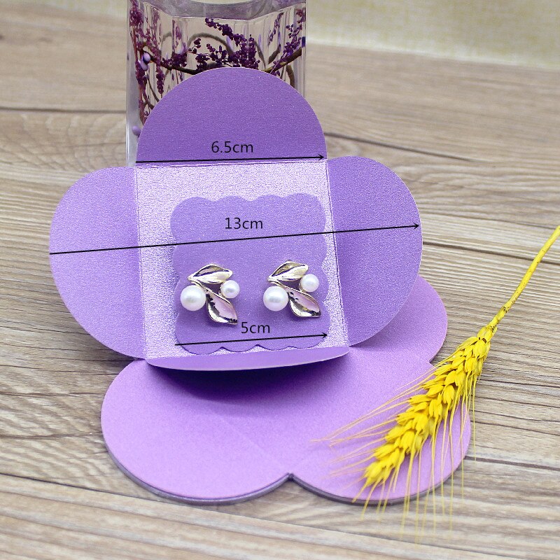 10pc wielokolorowy kwadratowy pudełko z biżuterią 6.5cm z wewnętrzną kartą kolczyka 5*5cm biały/różowy/fioletowy/kraft papierowe do biżeturii pudełko na kolczyki