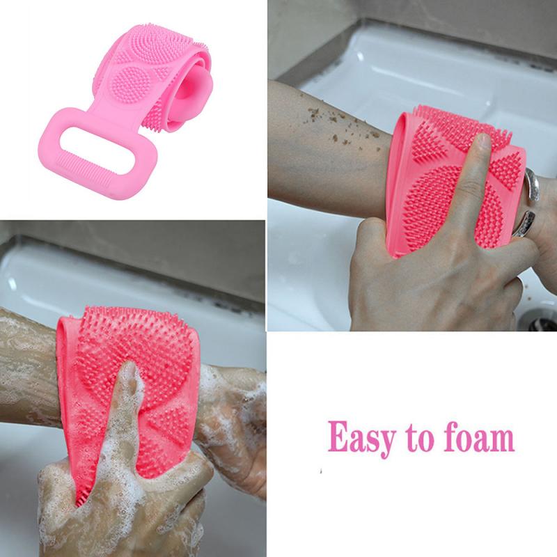 Ducha de baño Gel de silicona exfoliante cepillo de baño tira masaje espalda Rubs cinta de baño artefacto frotar la ceniza 8 colores para elegir en Stock