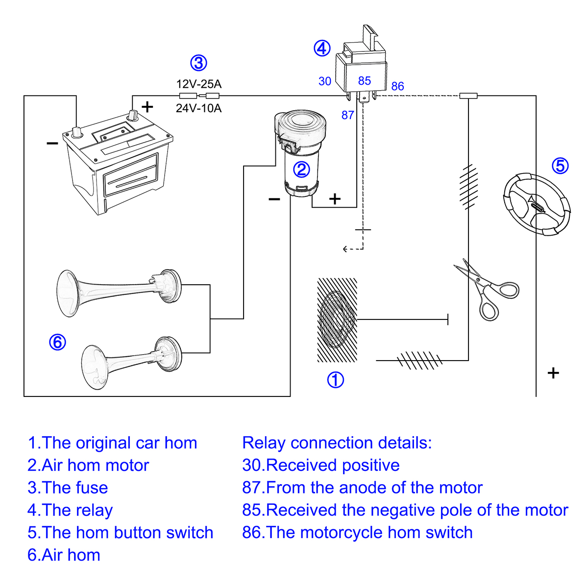 12V Universal Air Horn Pump Loud Car Truck Vehicle Train Motorcycle Siren Horn Multi-tone Claxon Horns Air Compressor