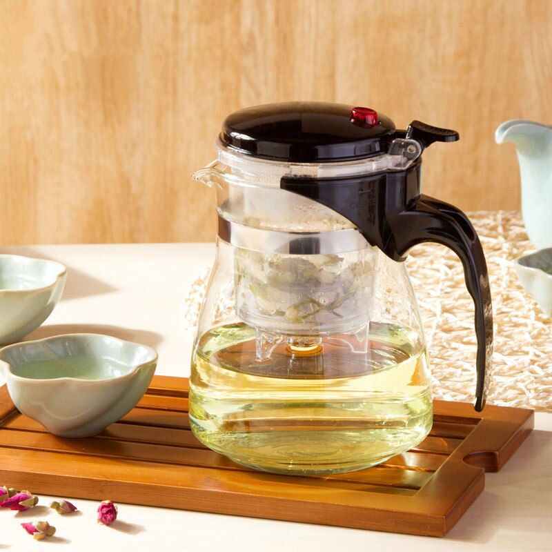 Glas Thee Pot ketel Koffie Gongfu Teaset Druk AUTO-OPEN Art groene thee Cup met Zetgroep Zeef thee accessoires