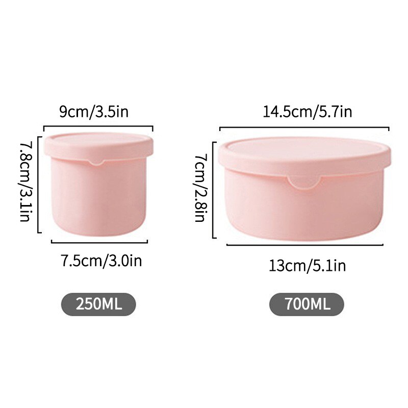 Kids Silicone Lunch Box with Lid Food Fruit Salad Fresh-Keeping Bowl Bento Box Kitchen Storage Containers Leak Proof: Purple 250ml 700ml