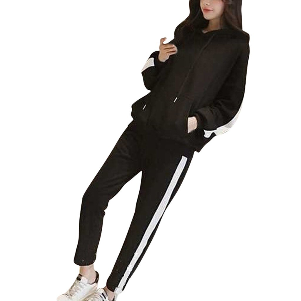 Costume de sport décontracté à manches longues pour femmes, ensemble de 2 pièces fendu, pantalon Long décontracté, tenue de sport