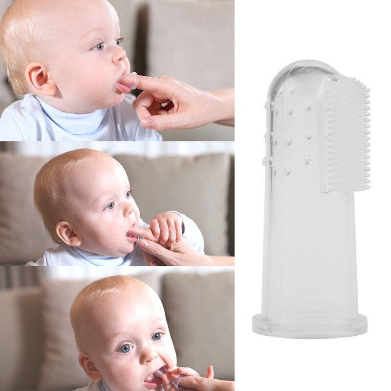 Bébé doigt brosse à dents enfants dents outil de soin clair Silicone souple bébé brosse à dents en caoutchouc nettoyage bébé brosse avec boîte