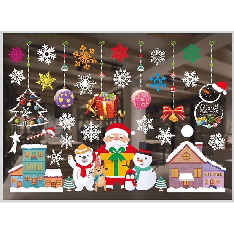 Window Stickers Merry Christmas Decorations Stickers For Home Xmas Wall Sticker Kids Room Wall Decals Year Dector
