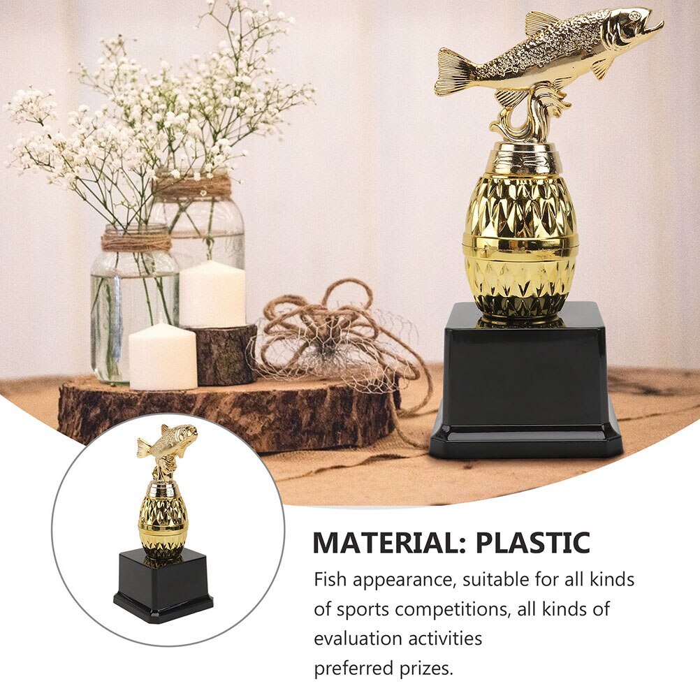 2pcs Party Trophy Chic Award Trophy Plastic Fish Reward Trophy for Competitions