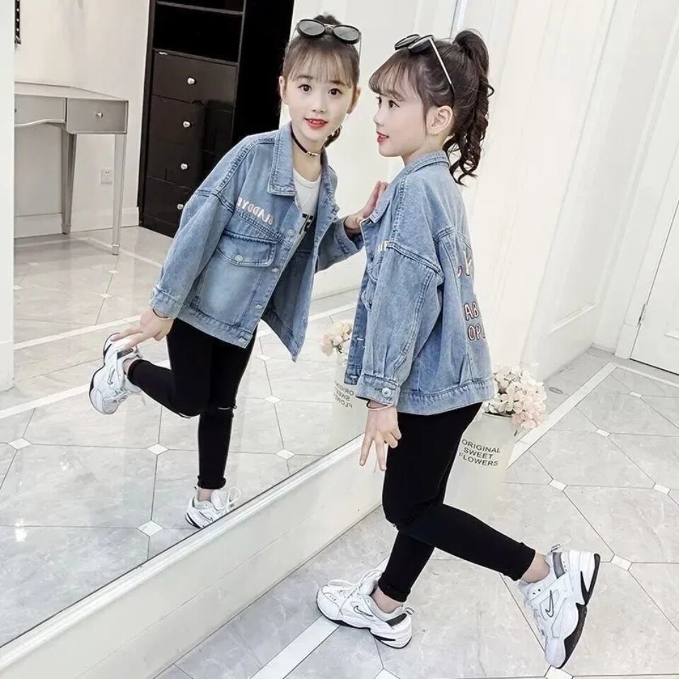 Lente Herfst Meisje Jassen Jassen Casual Sport Kid Denim Jean Jas Voor 3 4 5 6 7 8 9 10 11 12 Jaar