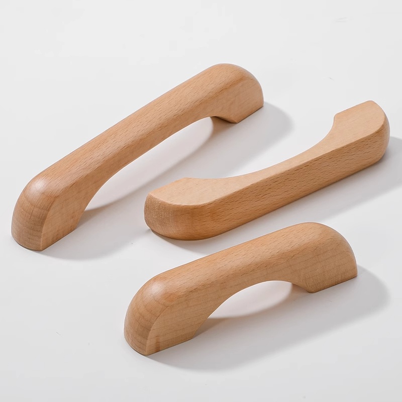 Natural Kitchen Furniture Wooden Handle Solid Wood Handles for Cabinets and Drawers Closet Dresser Wardrobe Pulls Wooden Handles