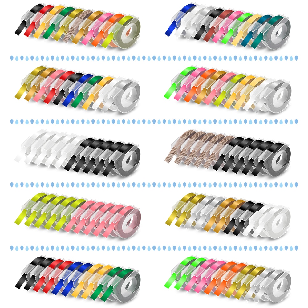 UniPlus 10PK Fit Dymo 3D Label Tapes Multi Colors Embossing Labeling Maker DIY Letter Printer for Motex E101 Dymo Label Printer